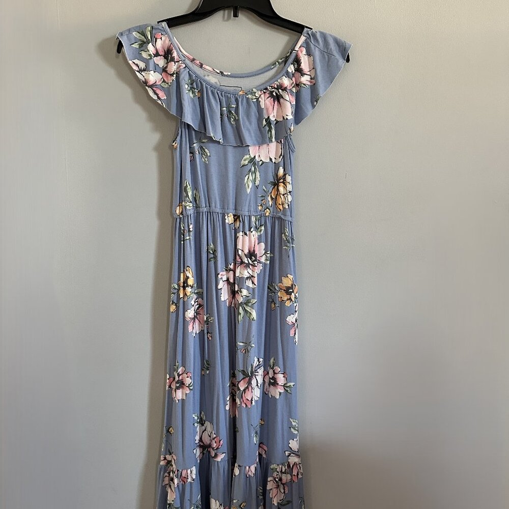 Bailey Lane Girls M Size 8-10 Blue Dress Floral Pockets in excellent condition!